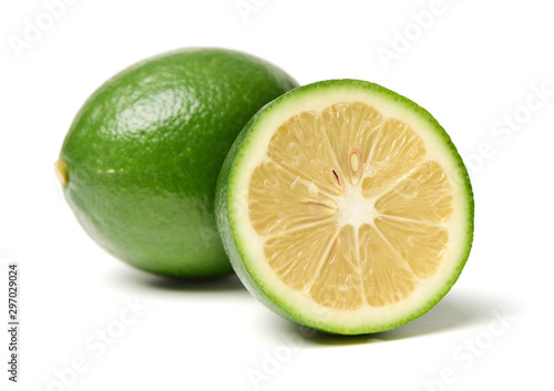 Fresh lemon on white background