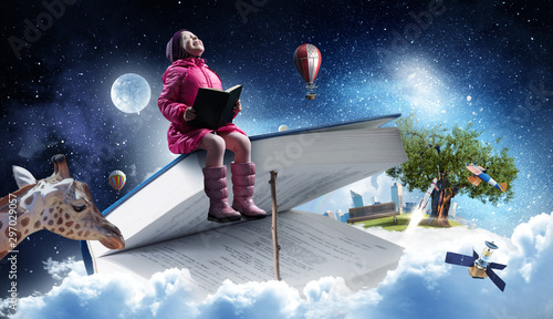 Bild auf Leinwand Reading a fairytale. Mixed media