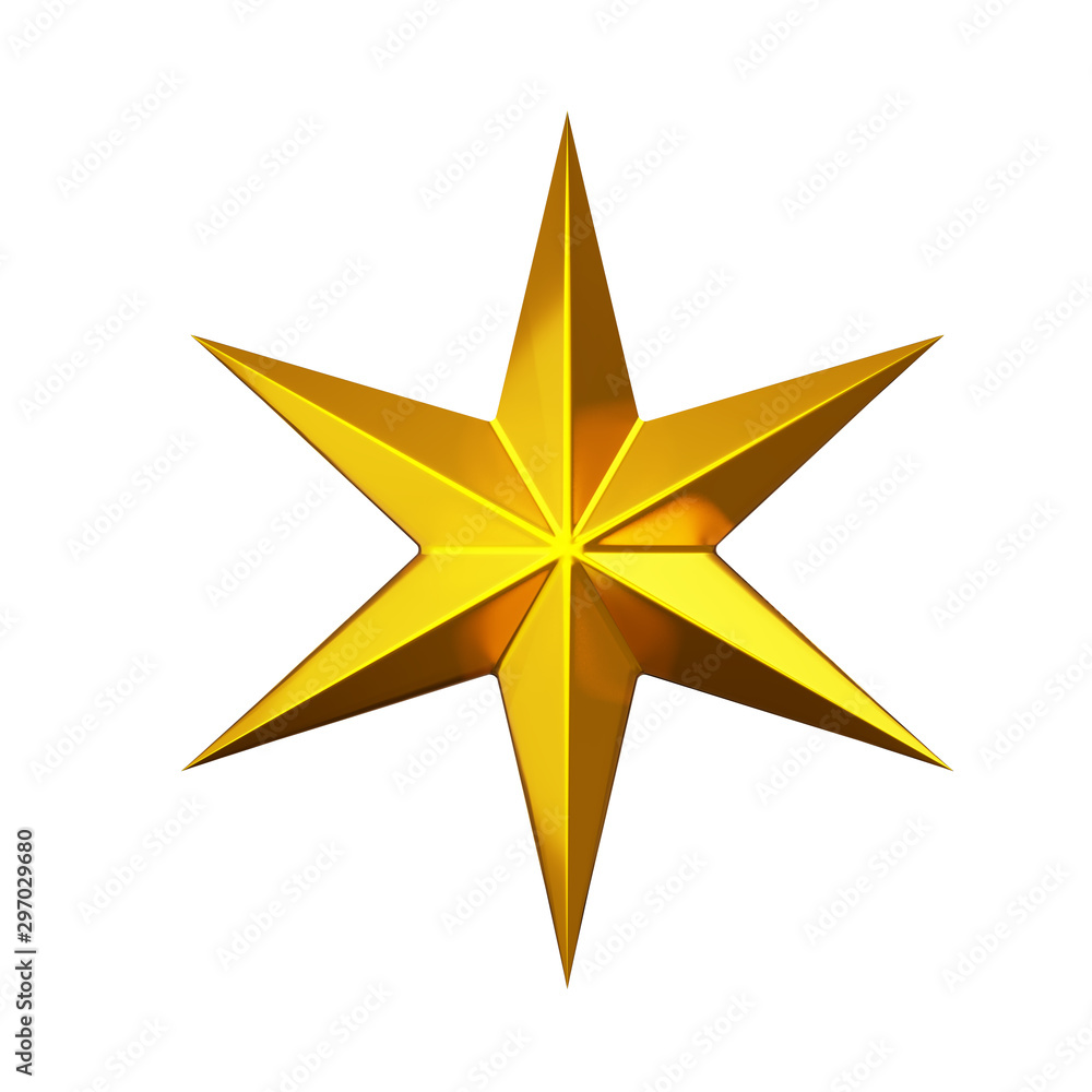 Star 3D renders realistic metallic golden isolated on white background. Glossy yellow 3D trophy star icon. Represents popularity, Celebration, quality and happiness