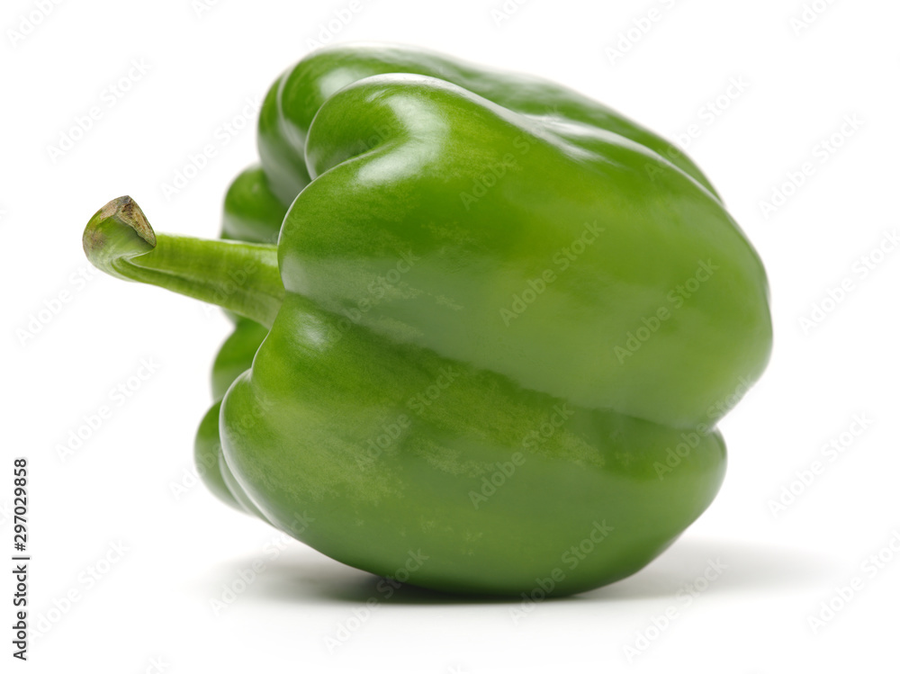 fresh green bell pepper (capsicum) on a white background fresh green bell pepper (capsicum) on a white background