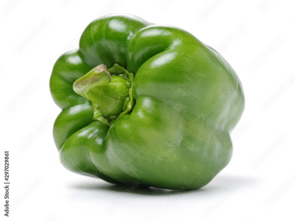 fresh green bell pepper (capsicum) on a white background fresh green bell pepper (capsicum) on a white background
