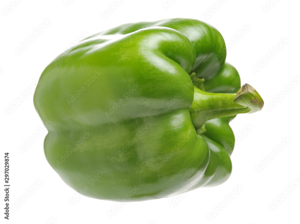 fresh green bell pepper (capsicum) on a white background fresh green bell pepper (capsicum) on a white background