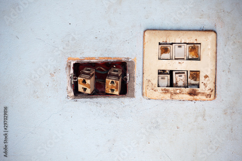 abstract of grunge power plug wall background