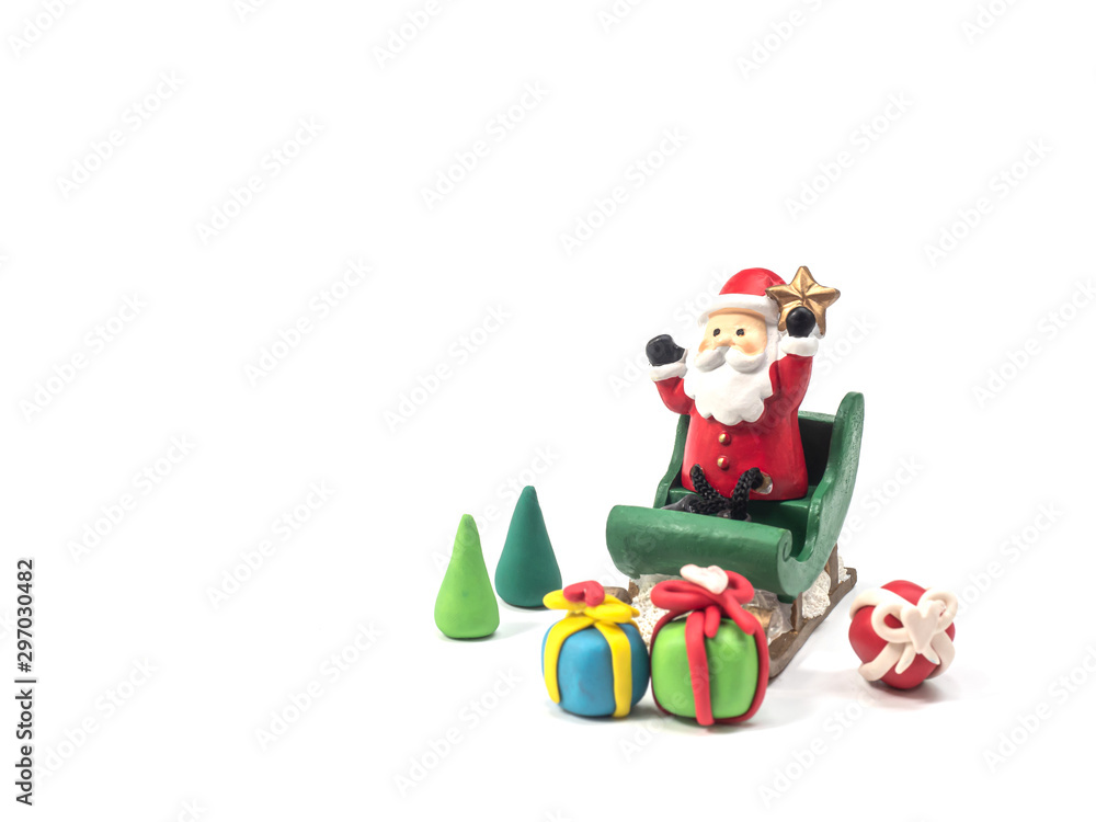 Santa sat on a sleigh, with gifts falling all waiting for the festival of happiness Santa sat on a sleigh, with gifts falling all waiting for the festival of happiness