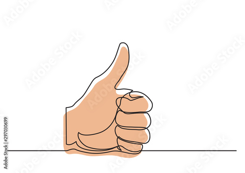 continuous line drawing of hand showing great sign