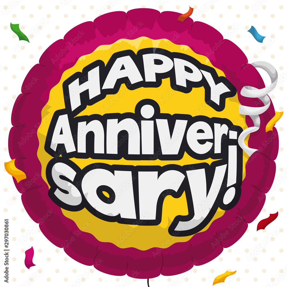 Fototapeta premium Commemorative Metallic Balloon to Celebrate a Happy Anniversary, Vector Illustration