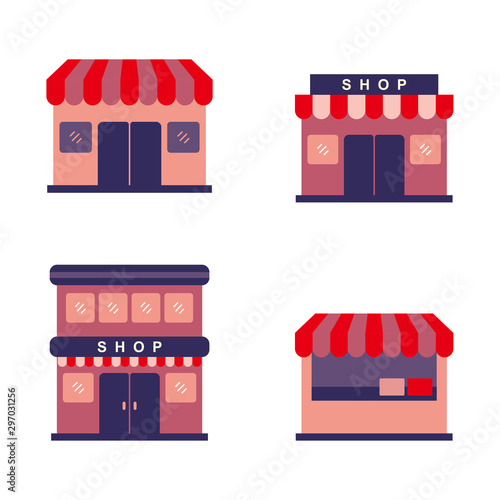 Store vector illustration with simple flat design isolated on white background. Store flat icon 