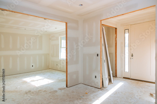 Bild auf Leinwand Drywall finish building industry new home construction interior