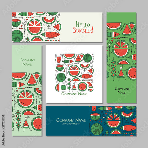 Corporate flat mock-up template. Watermelon background