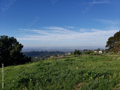 amazing view of the blue sky and city while hiking