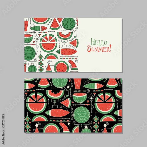 Business card template. Watermelon background