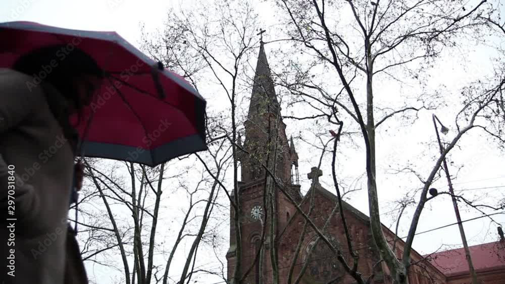 Iglesia de la Merced (Church of Our Lady of Mercy) in Pergamino on a Rainy Day, Buenos Aires, Argentina.