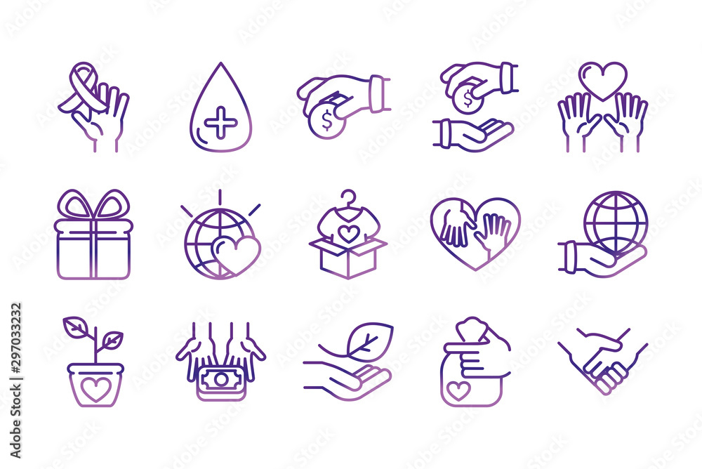 charity help donation icons set charity help donation icons set