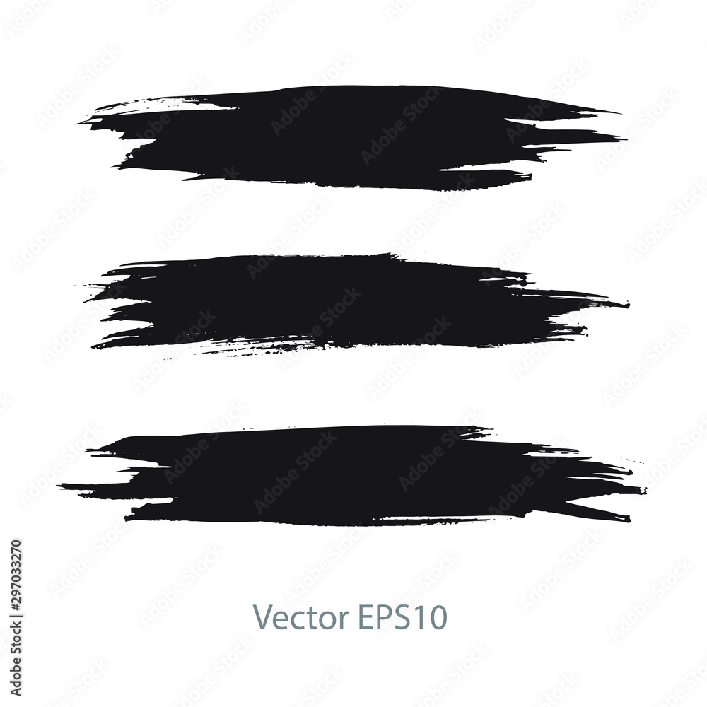 brush strokes watercolor background. Vector black paint