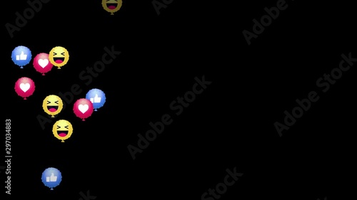realistic balloon smiley dynamic motion animation with black screen (ID: 297034883)