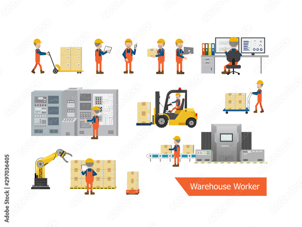 Set of warehouse worker Set of warehouse worker