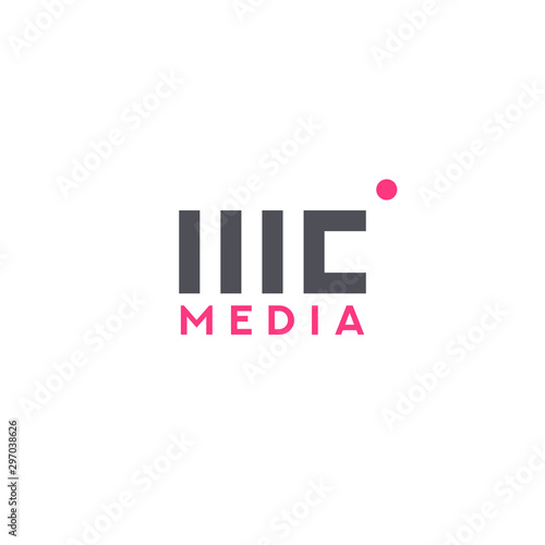 Broadcast logo design for entertainment industry. Combination of letter m, c, and broadcast symbol.