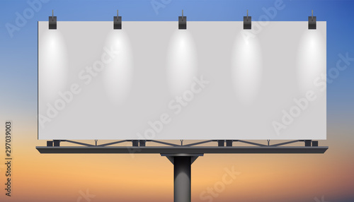 Blank billboard at twilight for design work