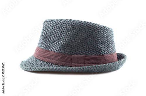 Vintage Straw hat fasion isolated on white background.