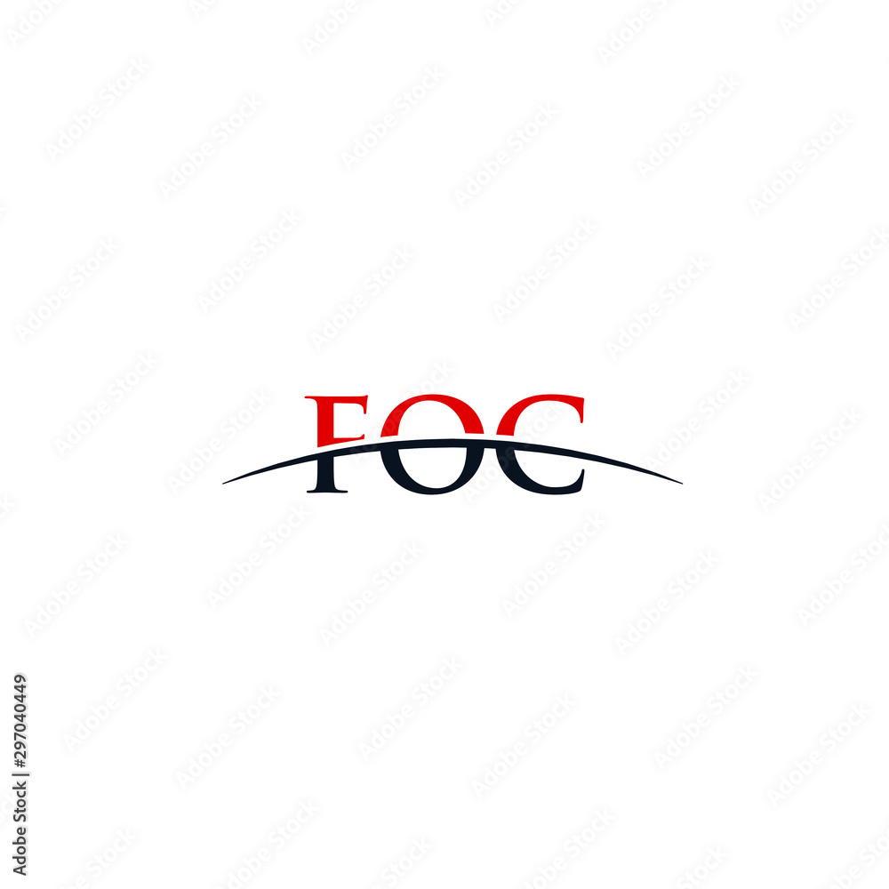 Initial letter FOC, overlapping movement swoosh horizon logo company design inspiration in red and dark blue color vector Initial letter FOC, overlapping movement swoosh horizon logo company design inspiration in red and dark blue color vector
