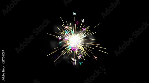 colorful sparkler with alpha channel overlay background