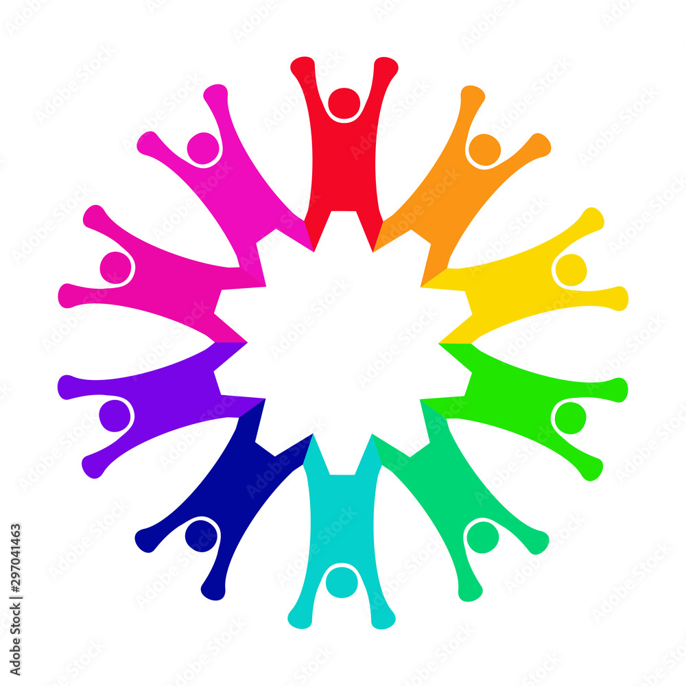 Obraz premium Teamwork optimistic people gears vector logo