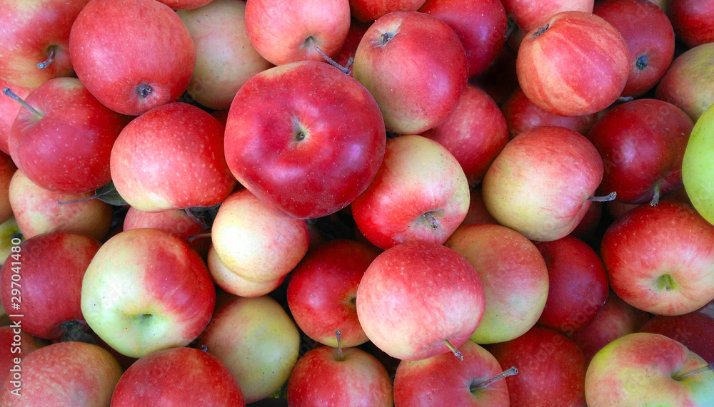 Fresh ripe red and yellow apples background Fresh ripe red and yellow apples background