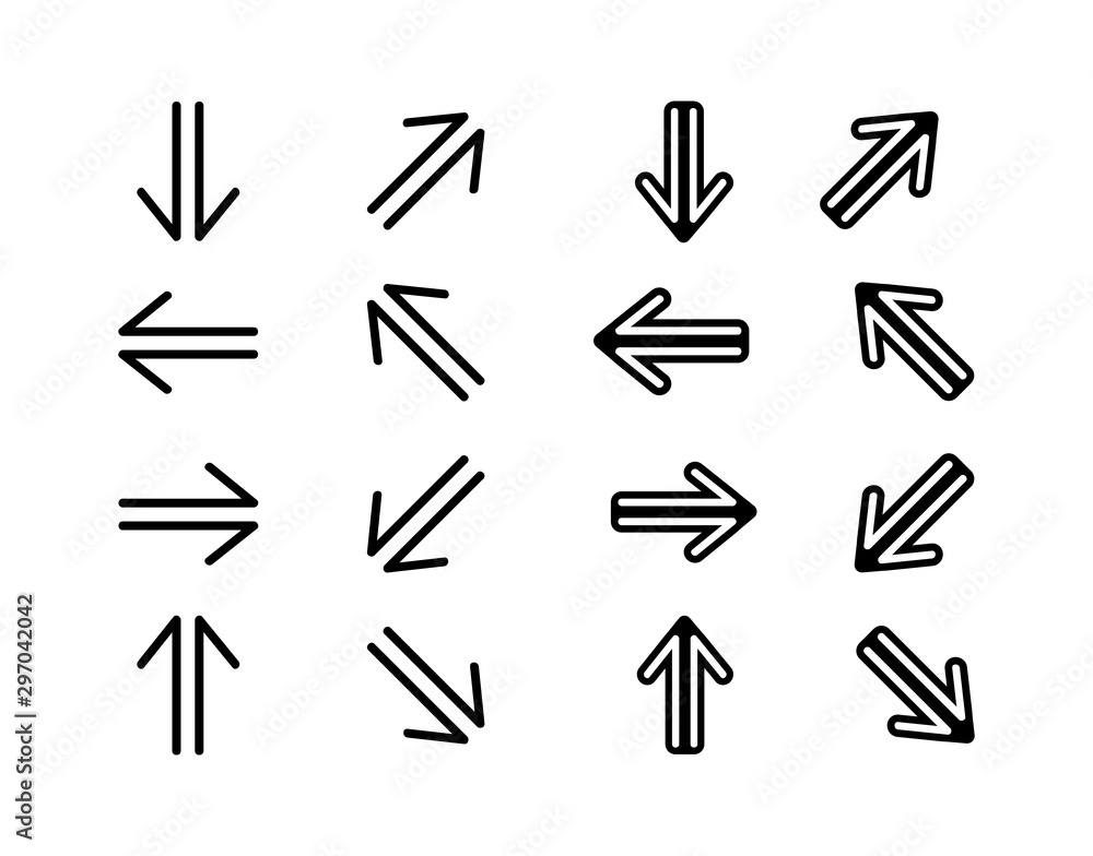 Vector Illustration Of 16 Direction line Icons. Vector Illustration Of 16 Direction line Icons.