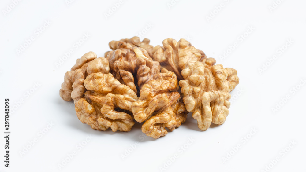 Handful of walnuts on an isolated background Handful of walnuts on an isolated background
