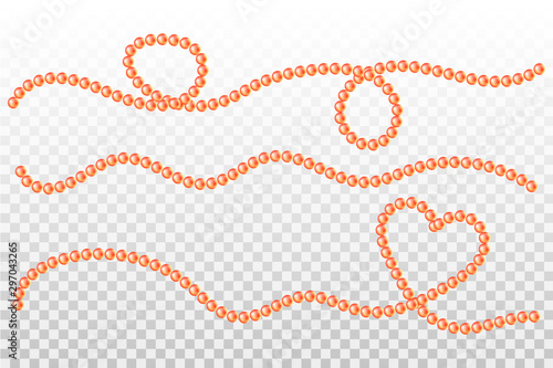 Elegant pearl beads. Decorative elements for holiday cards, wedding invitations