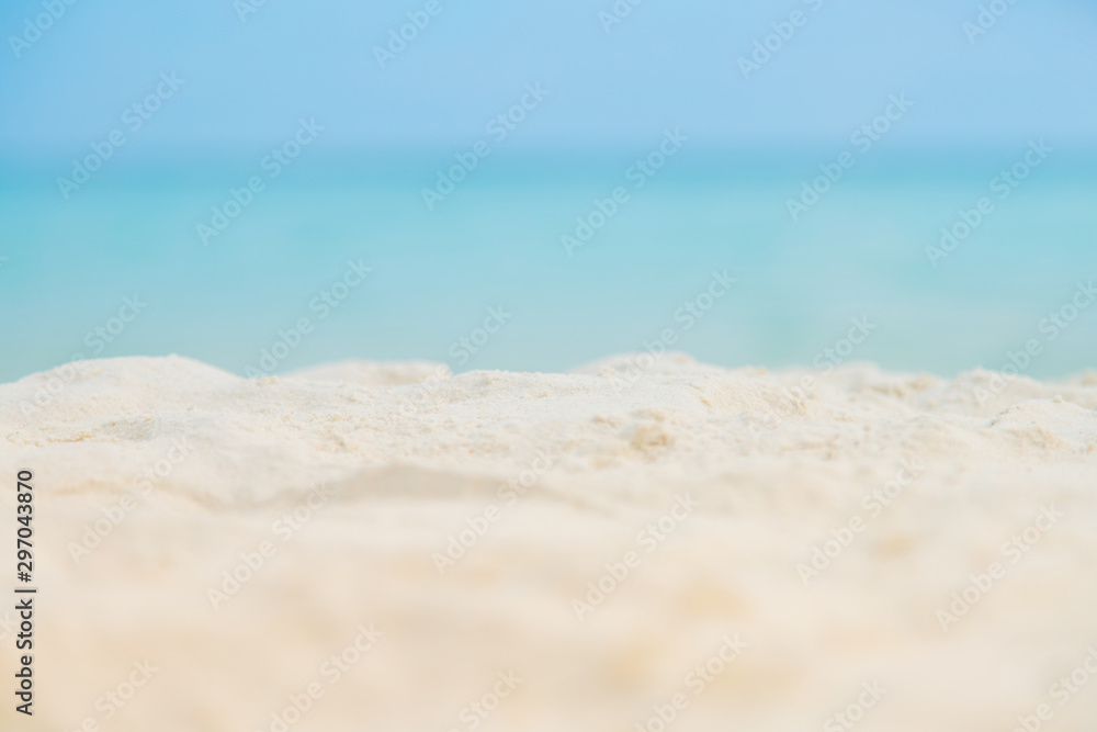 Soft focus white Sand on the beach and blue sea sky.Summer vacation outdoor and travel holiday in Samed island Thailand - obrazy, fototapety, plakaty 
