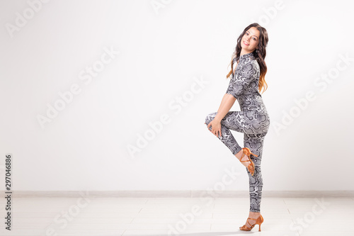 Photography Latin dance, bachata lady, jazz modern and vogue dance concept - Beautiful young