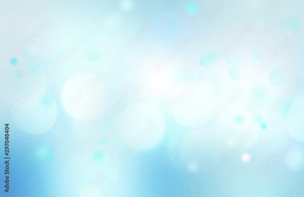 Soft blurred blue  bokeh background,abstract defocused lights backdrop.Illustration.