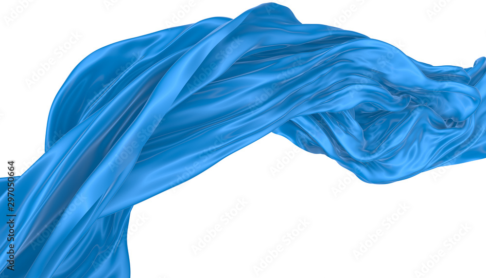 Obraz premium Abstract background of blue wavy silk or satin. 3d rendering image.