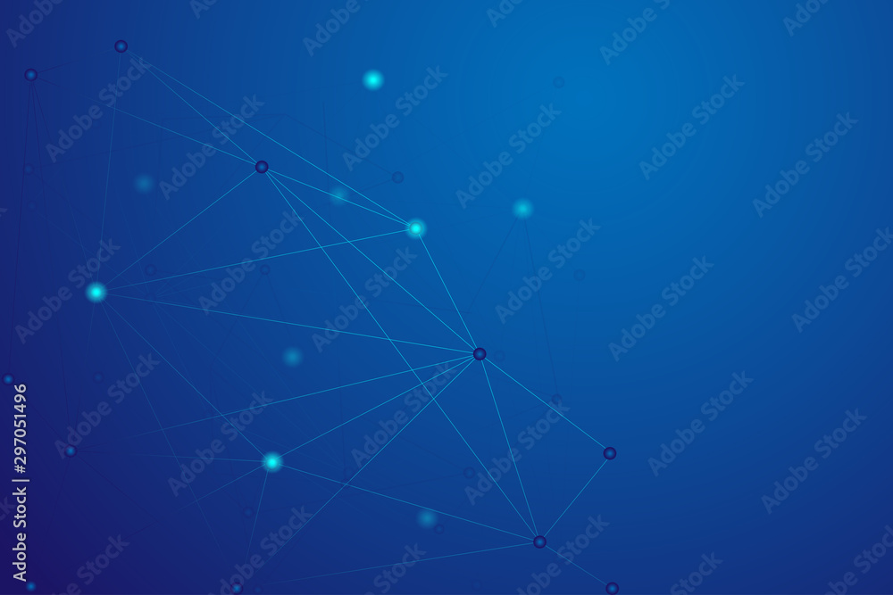 Abstract technology dynamic line blue background.