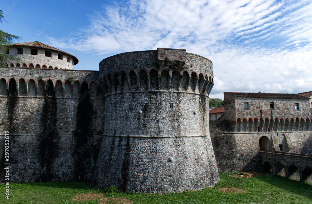 Ancient Firmafede medieval fortress in Sarzana, Italy. Rebuilt by Lorenzo il Magnifico in 1488 