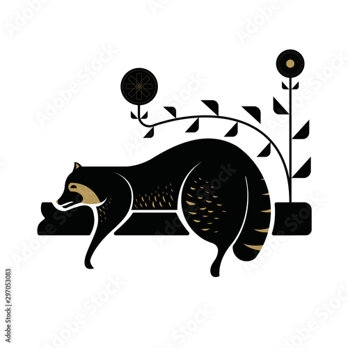 Weasel abstract minimal simple geometric logo design icon template silhouette isolated with white background