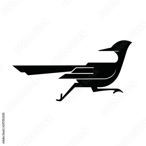 Road Runner abstract minimal simple geometric logo design icon template silhouette isolated with white background photo