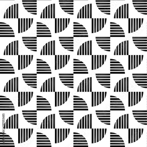 Design of striped geometric shapes. Seamless pattern. Vector illustration for web design or print.