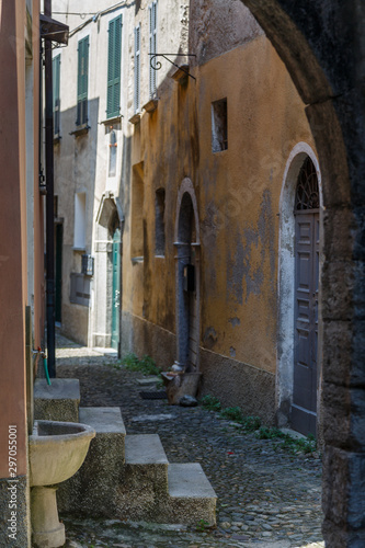 Street of the old part of San Siro comune on Como lake  Italy