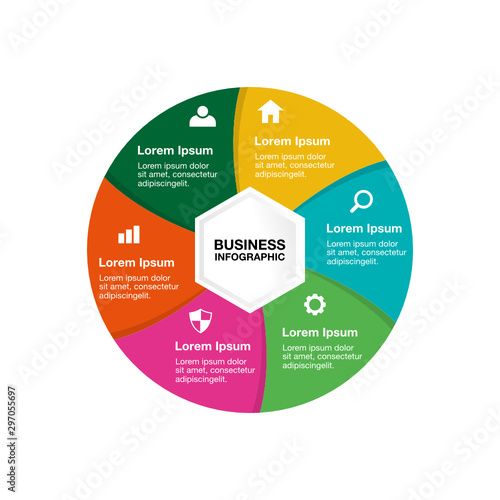 Business Infographic Template. Modern circle Infographics Timeline Design Template. Vector Illustration