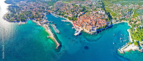 Fototapeta Naklejka Na Ścianę i Meble -  Idyllic Adriatic island town of Krk aerial panoramic view