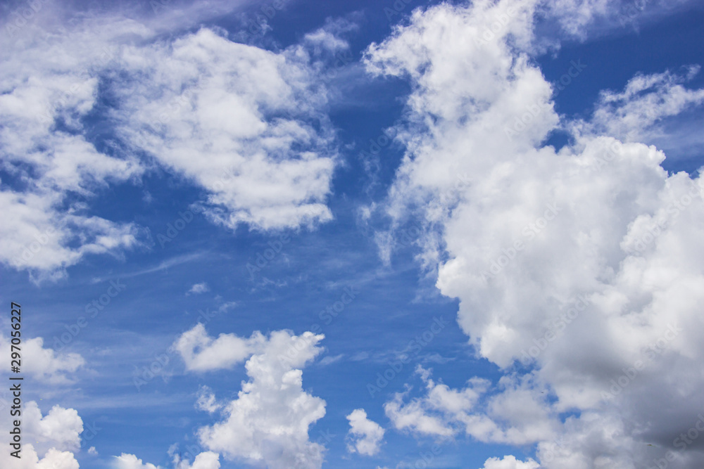 The vast blue sky is bright and beautiful white clouds for background.