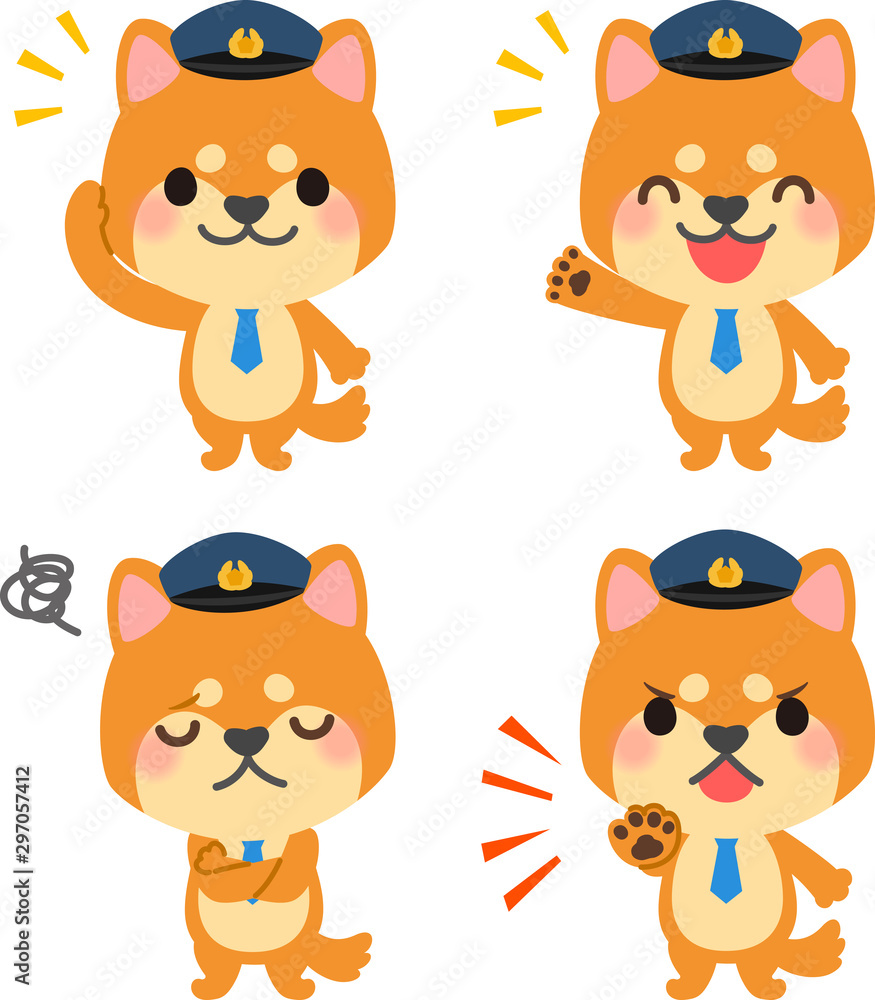 犬のお巡りさんのイラストセット Stock Vector Adobe Stock