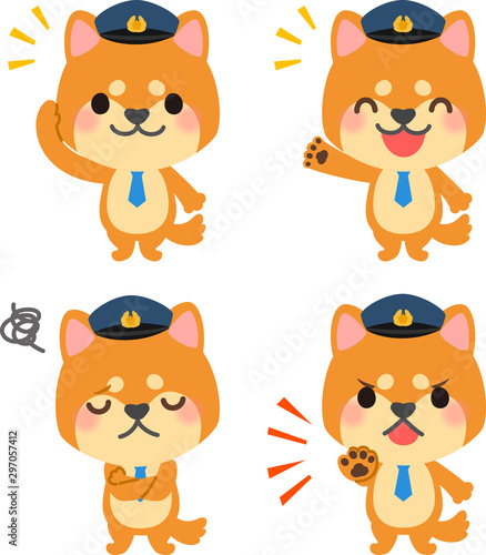犬のお巡りさんのイラストセット