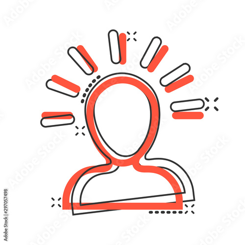 Mind people icon in comic style. Human frustration vector cartoon illustration pictogram. Thinking business concept splash effect.