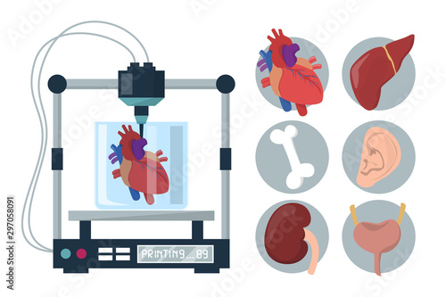 3D bioprinting vector isolated. Medical equipment for organ