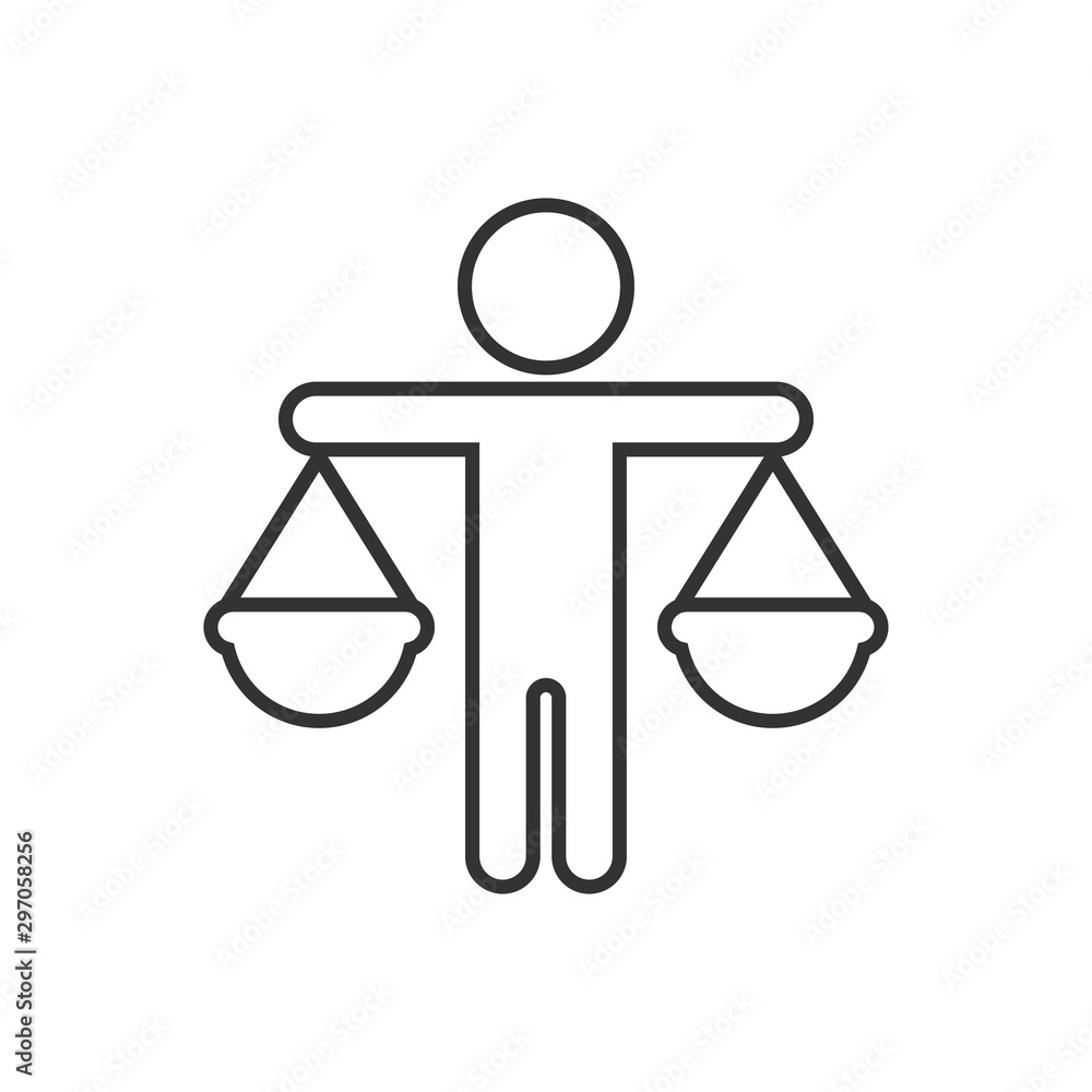 Ethic balance icon in flat style. Honesty vector illustration on isolated background. Decision business concept. Ethic balance icon in flat style. Honesty vector illustration on isolated background. Decision business concept.