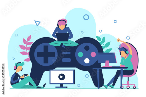 Gamer banner vector isolated. Computer game and video