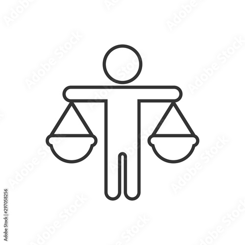 Ethic balance icon in flat style. Honesty vector illustration on isolated background. Decision business concept.
